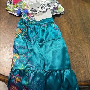Source Unknown Maribel Teal and White Kids Dress with Floral Accents